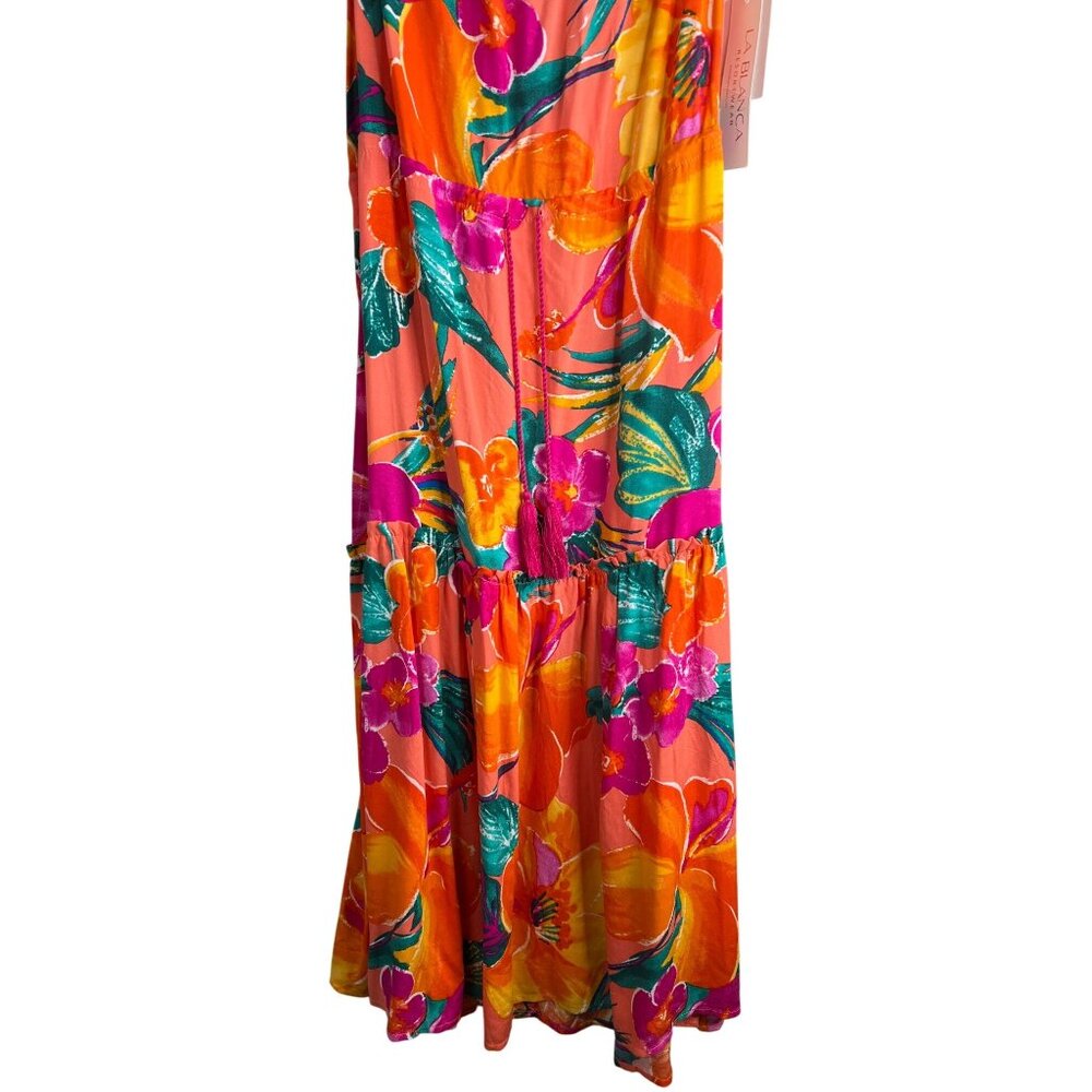 La Blanca Womens Off-The-Shoulder Floral Cover-Up Dress Hot Coral Size Large - Picture 10 of 12
